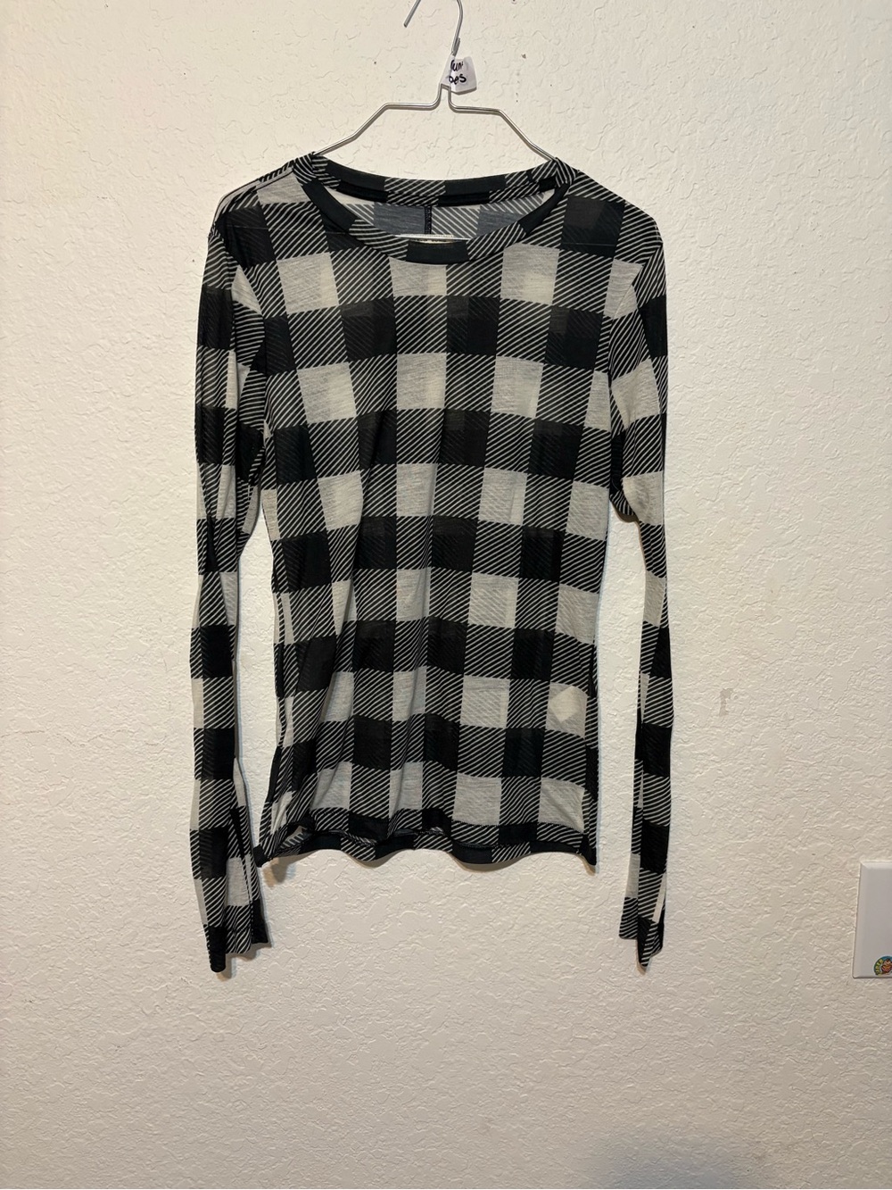 rag & bone Black and White Plaid Long Sleeve Tee